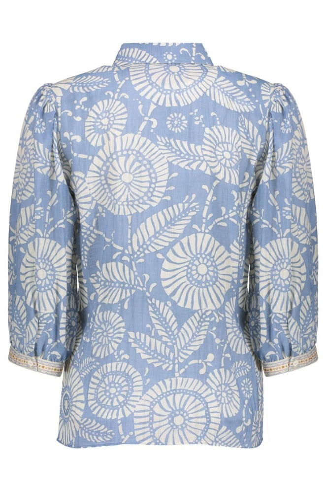 KLASSIEKE BLOUSE MET GRAFISCHE PRINT 53450 20 000625 BLUE/OFF WHITE